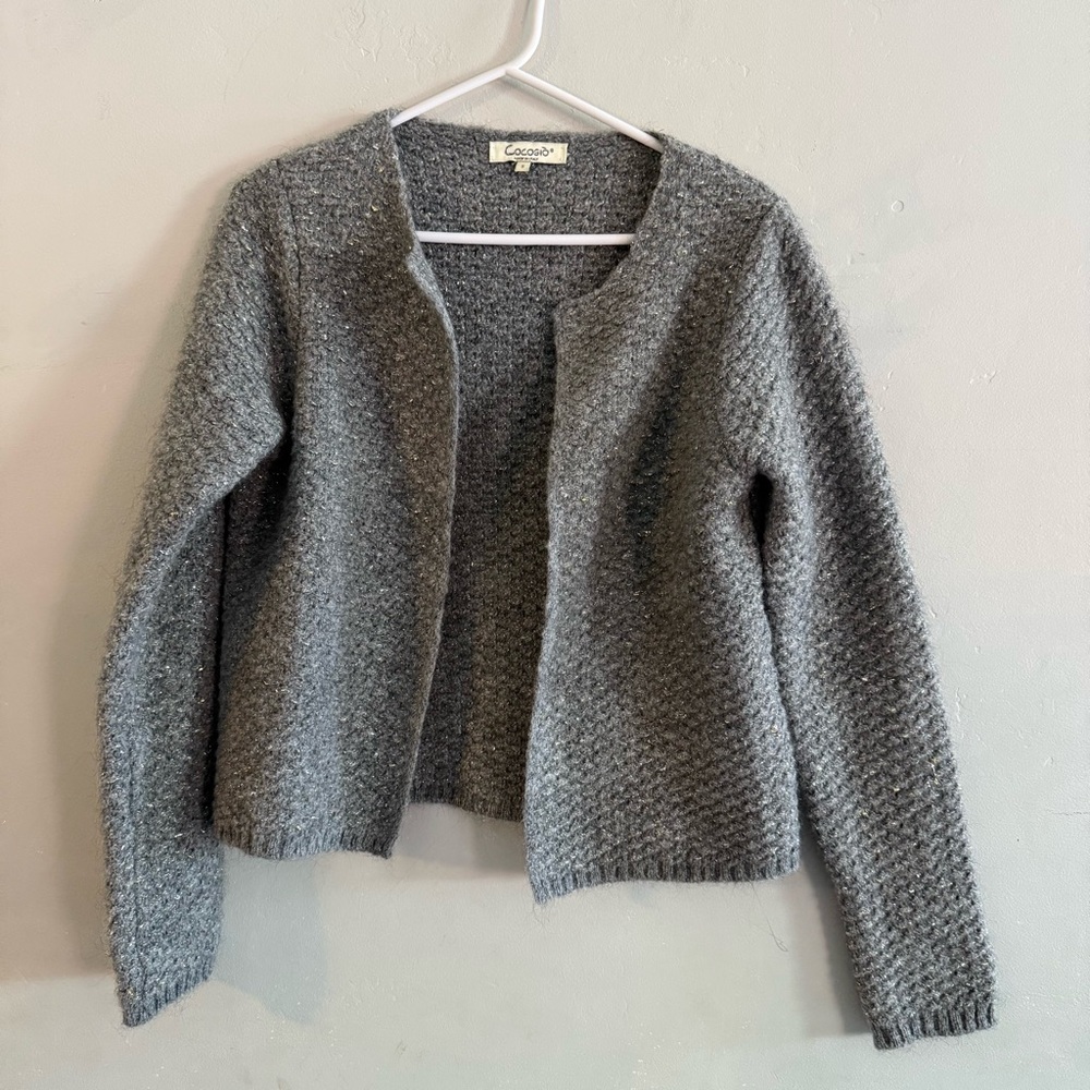 Cocogio Wool Blend Open Front  Grey Cardigan Sweater Made in Italy